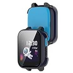 KUTEWEU Klockskyddsfodral kompatibelt med Xplora XGO3, PC smalt fodral stötsäkert skydd skyddande stötfångare med skärmskyddsskal för Xplora XGO3 smart watch tillbehör (2 st blå)