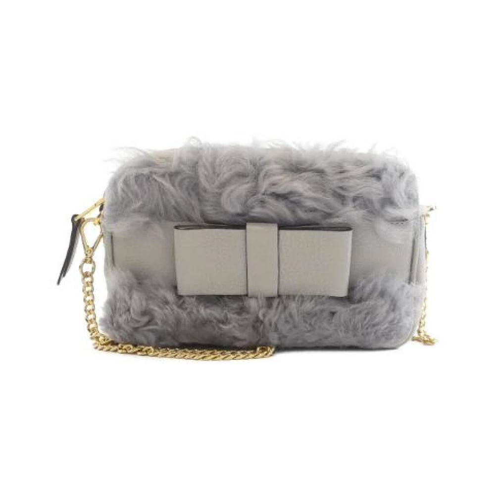 Miu Miu Pre-owned Pre-owned Læder Skuldertaske - Vintage - Dame - Grå - ONE SIZE - Uld
