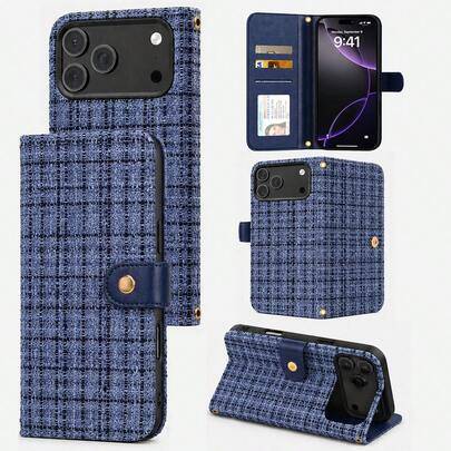1 st blå spetsmode mobilskal kompatibelt med Apple smartphone, väl tillverkat mobilskal med korthållare kompatibelt med Apple 17 Pro Max, fulltäckande (Multi-size)