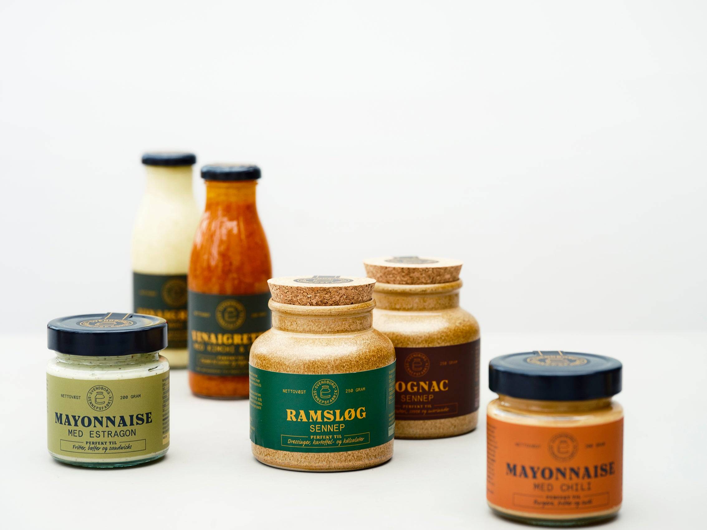Bland selv sampakke 3 stk. - Cognac sennep / Vinaigrette med kimchi og chili / Chilimayo