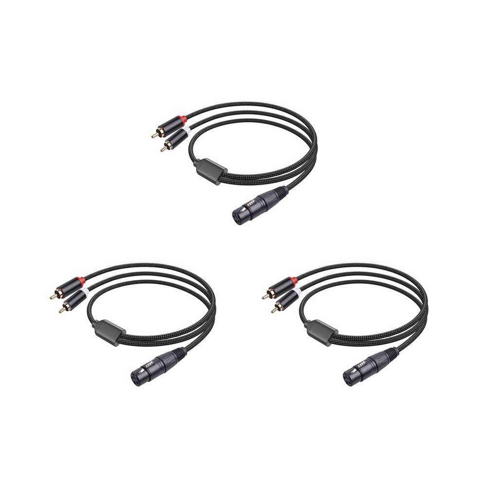 3X 3 Pin XLR Female to Dual RCA Male Y Splitter Cable,Mixer Amplifier Audio Cable,Stereo Audio Interconnect Cable,1Meter