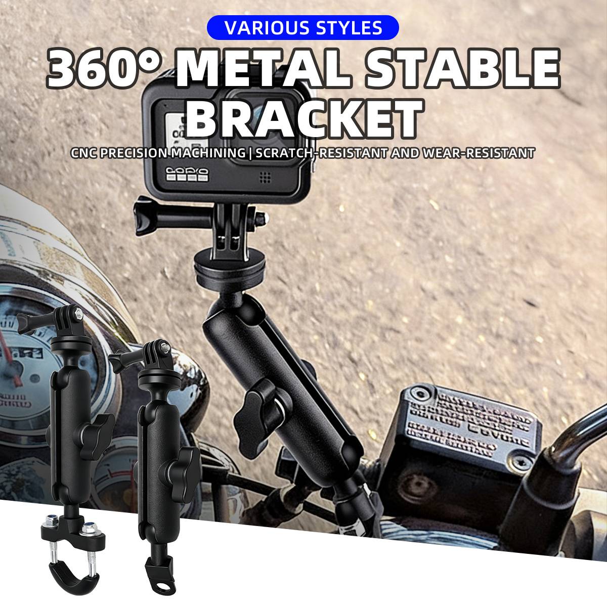 Sports Camera Mount Adapter 360 Degree Adjustable Stable Camera Holder Handlebar Mirror Mount Bracket  For GoPro/DjI/Insta 360