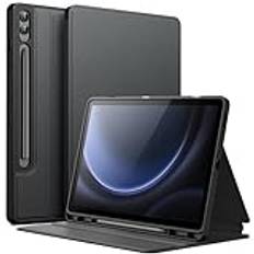 JETech Fodral för Samsung Galaxy Tab S9 FE+ / S9 FE Plus 12,4 Tums med S Pen Pennhållare, Smal Folio Stativ Skyddande Tablet Skal Case, Flera Betraktningsvinklar (Svart)