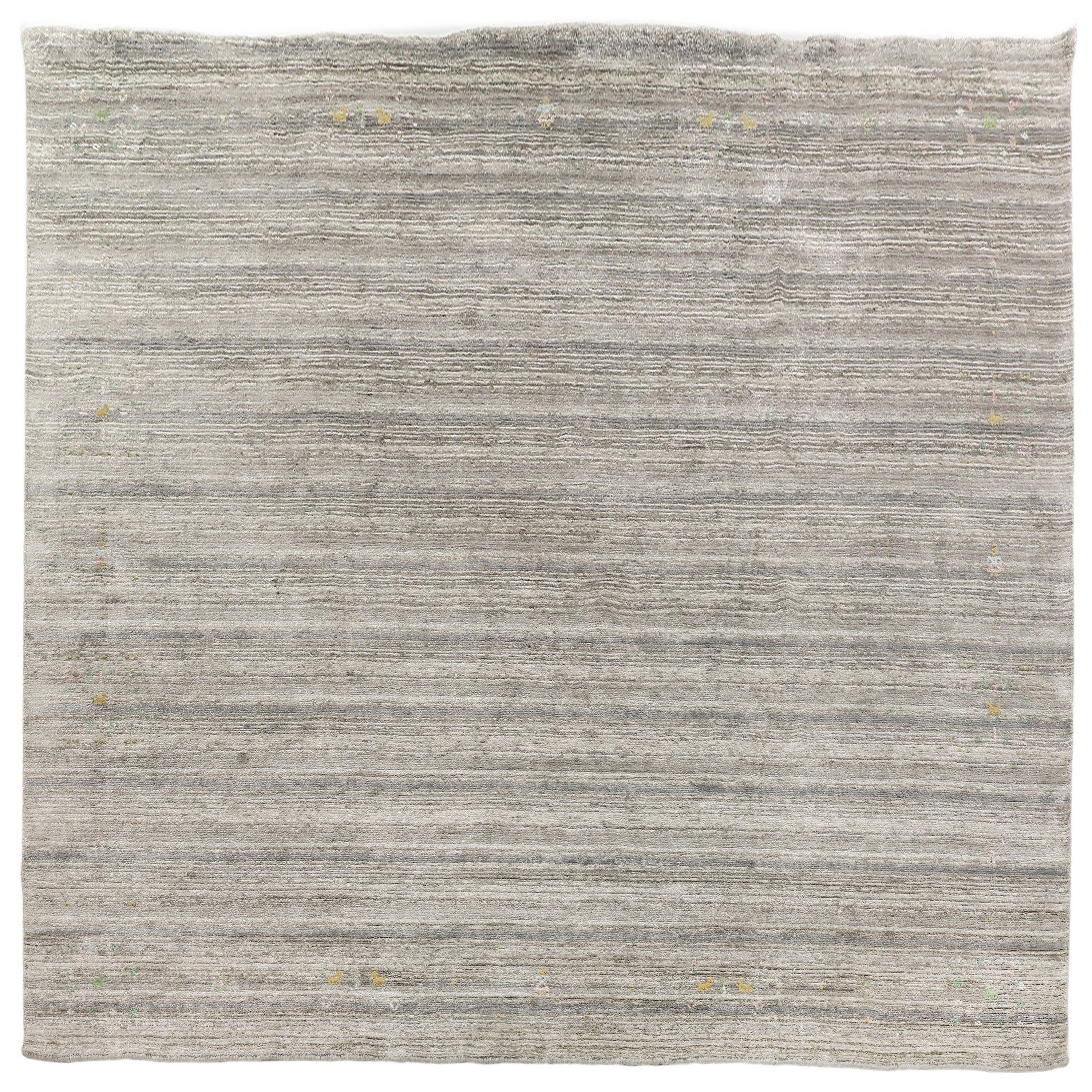 Bamboo Gabbeh Matta 300x300 Modern Matta Svart / Grå