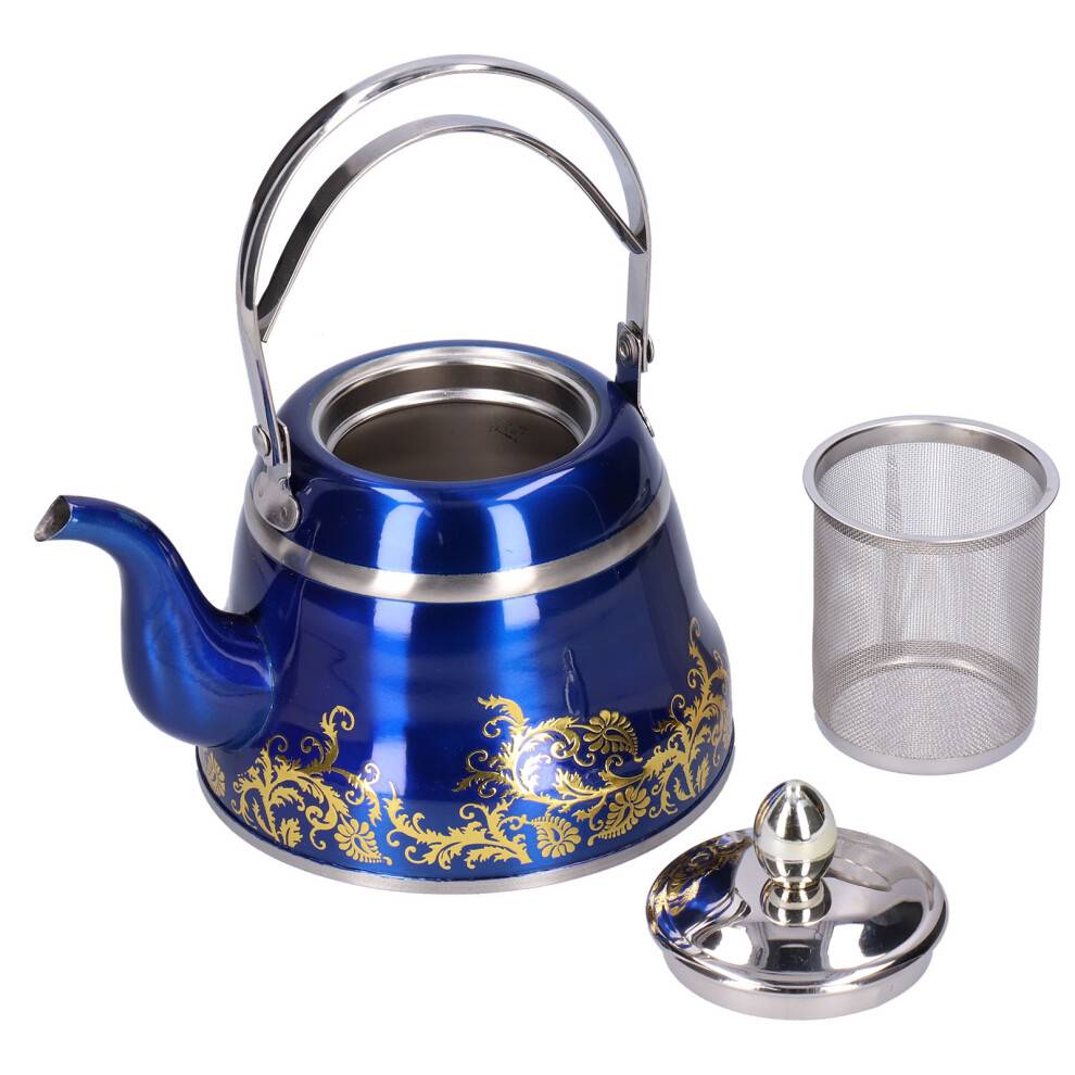 Aftagelig løs teinfuser emalje på stål tekande, vintage emalje komfur tekedel rustfrit stål håndtag induktion sikker temaskine med elegant ar