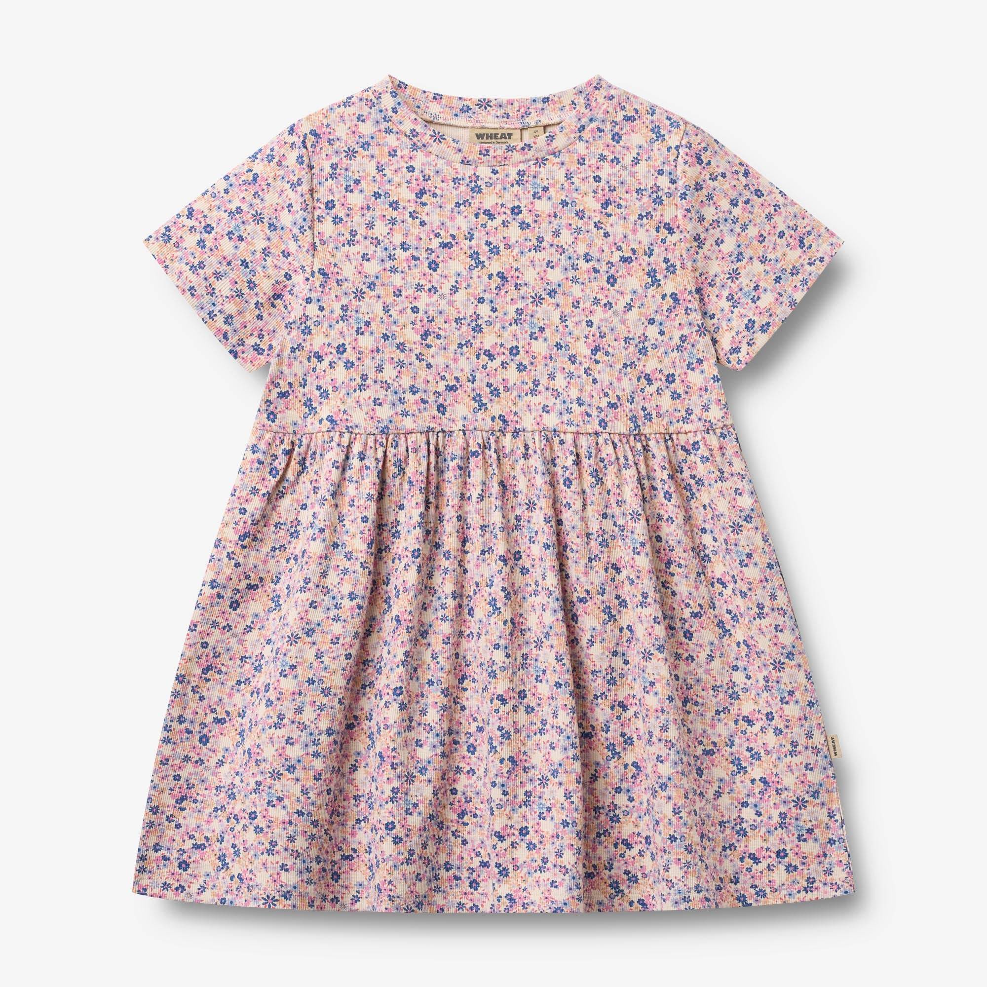 WHEAT® - Jersey Kjole Anna - pink blue flowers - Str 128.