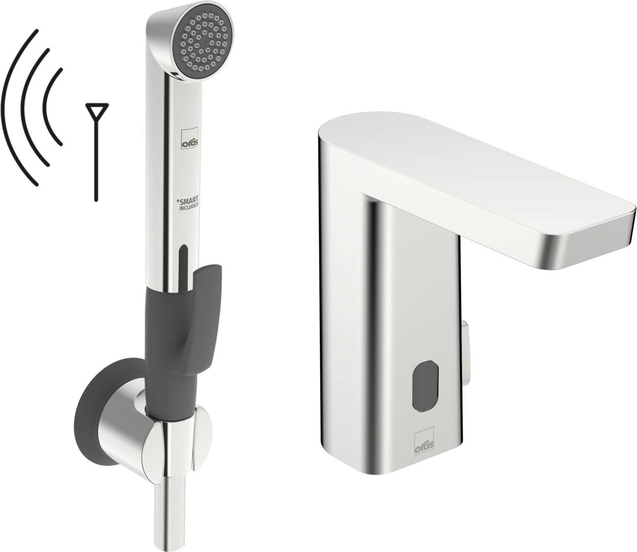 Tvättställsblandare Oras Stela Safety med Bidetta Handdusch 230/9 V