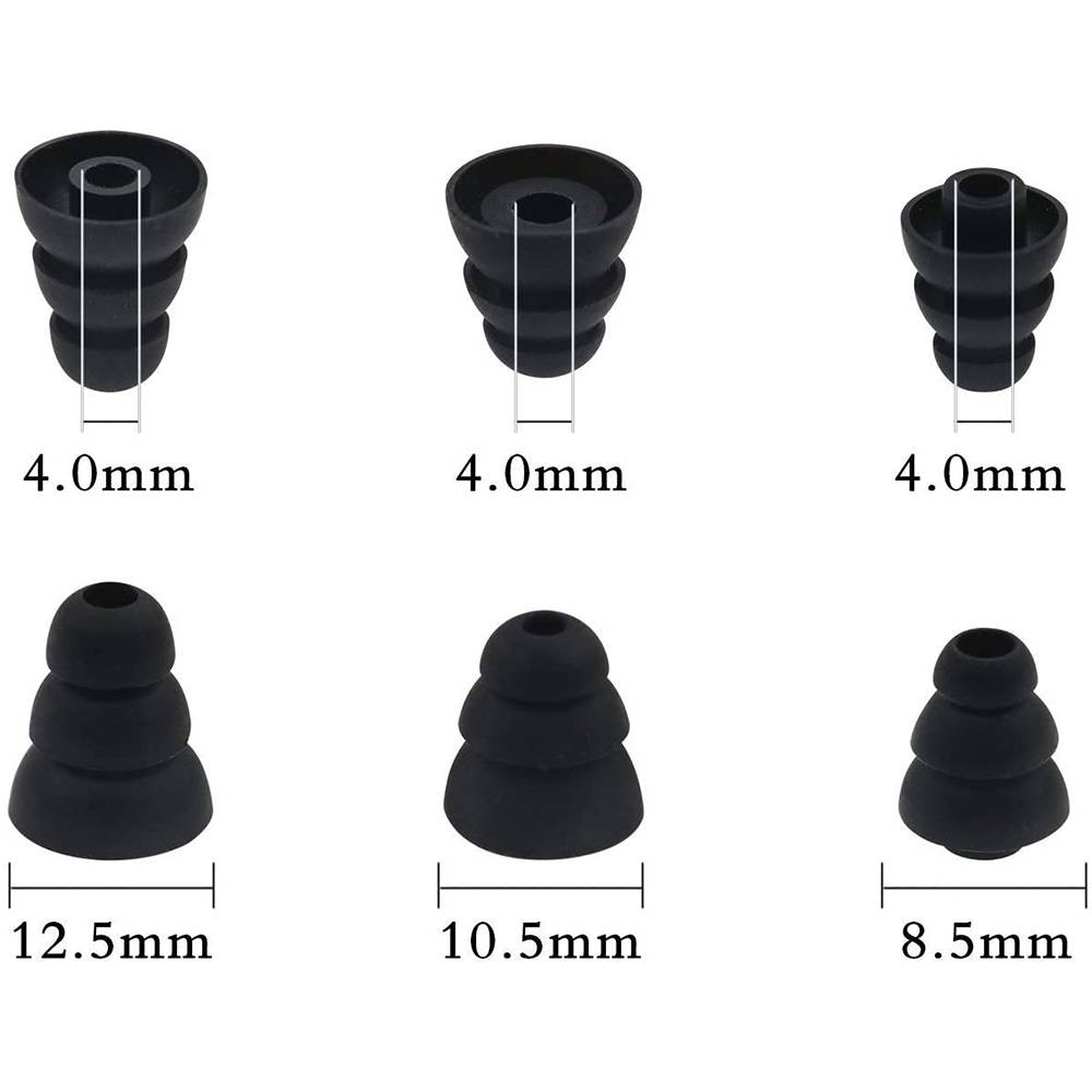 3 Pairs Replacement Triple Flange Ear Tips Earbuds Silicone For Most in Ear Headphones (Sony Senso Powerbeats Jaybird etc.)