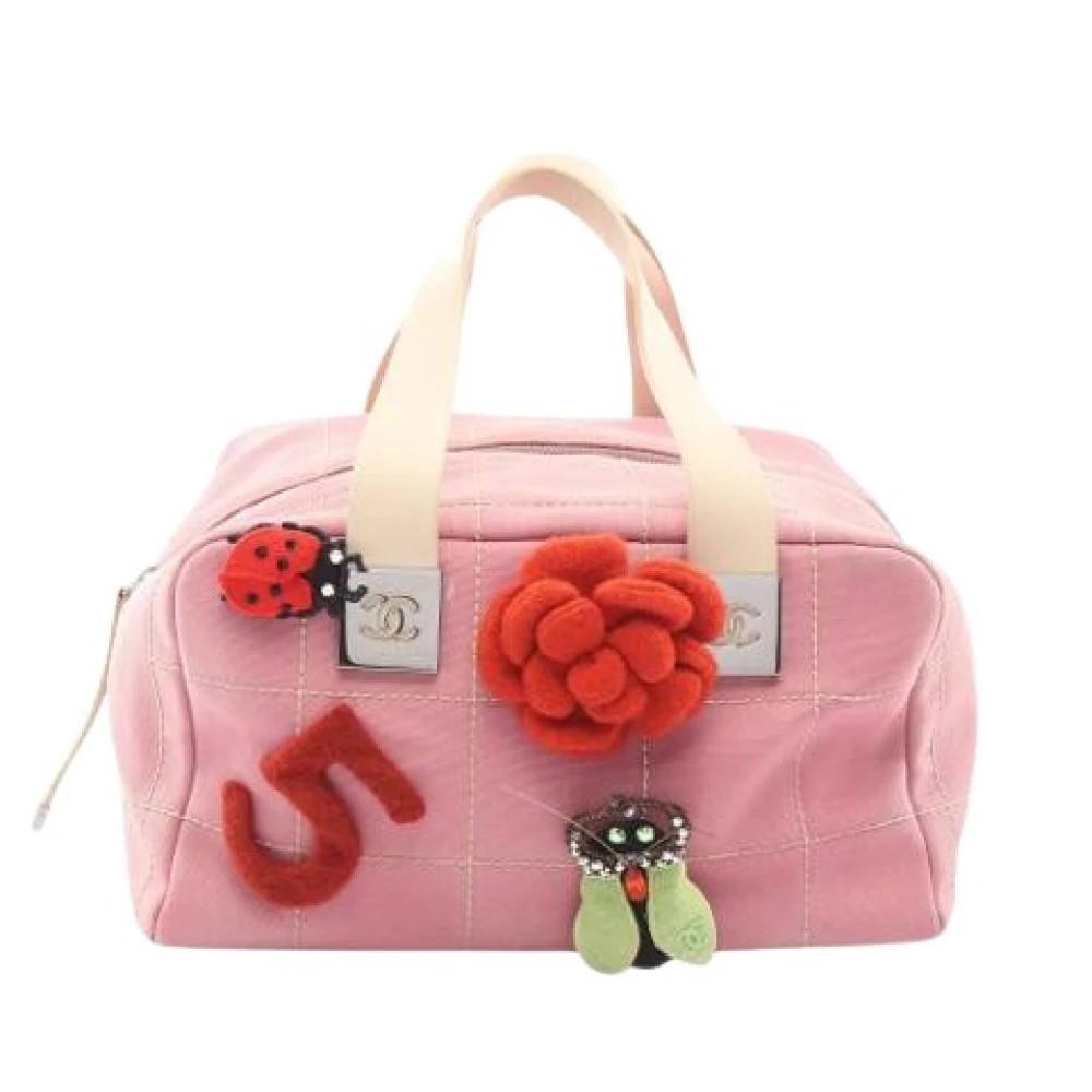 Chanel Vintage Pre-owned Canvas Håndtaske - Vintage - Dame - Lyserød - ONE SIZE - Læder