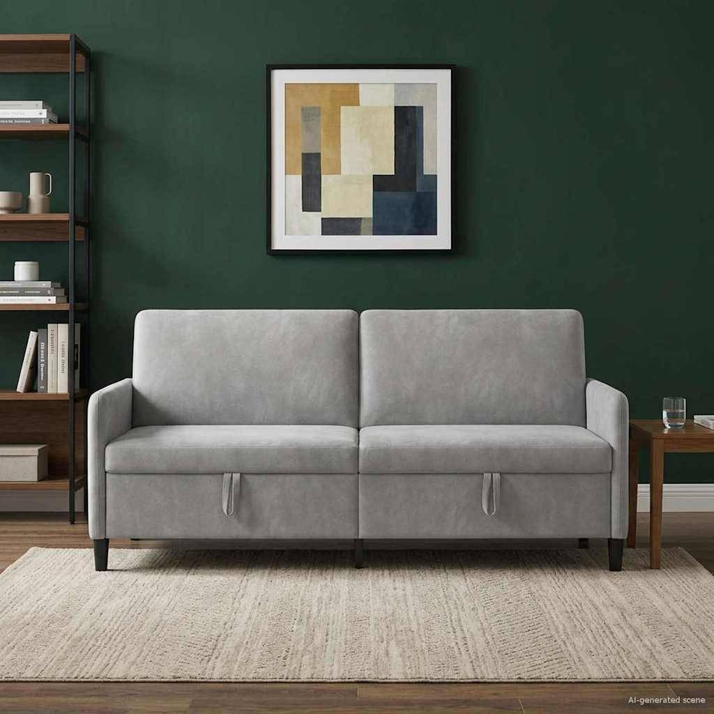 3-personers sofa med opbevaring - lysegrå, 192 x 78 x 87 cm