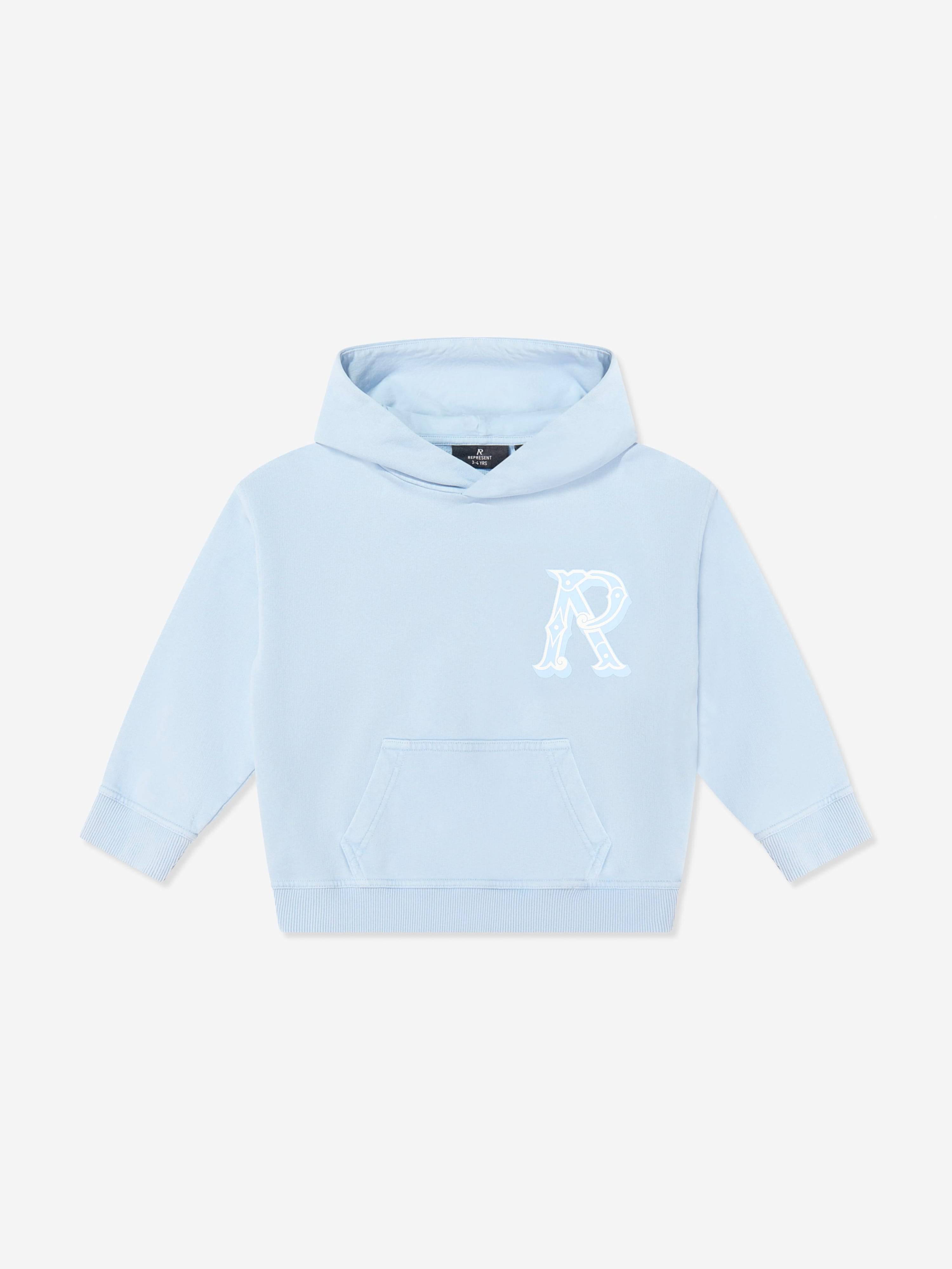 REPRESENT Kids Mini Western Initial Hoodie in Blue - Blue / 5 - 6 Years (5 - 6 Years)