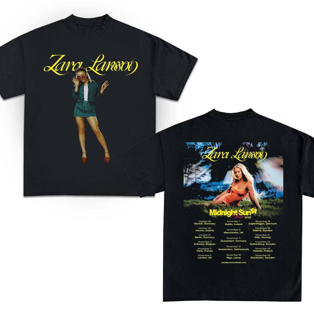 2 Sidor Zara Larsson Midnight Sun Tour T-shirt Svart Unisex S5XL KY115 Unisex T-shirt cm black