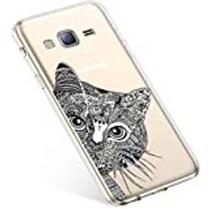 Uposao kompatibel med Samsung Galaxy J3 2015/2016 fodral Samsung Galaxy J3 2015/2016 Svart katt