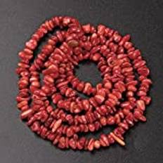 Naturlig grus sten pärlor chips pärla halsband örhängen armband smycken kedja pärlor, nr 15 röd korall, 80 cm