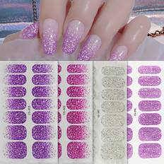 TEMU 2pcs Self-adhesive Nail Wraps - Semi Cured Gel Stickers For Uv Lamp, Geometric Design, Easy Apply & Remove, No Scent, Perfect For Hands, Feet & Nails