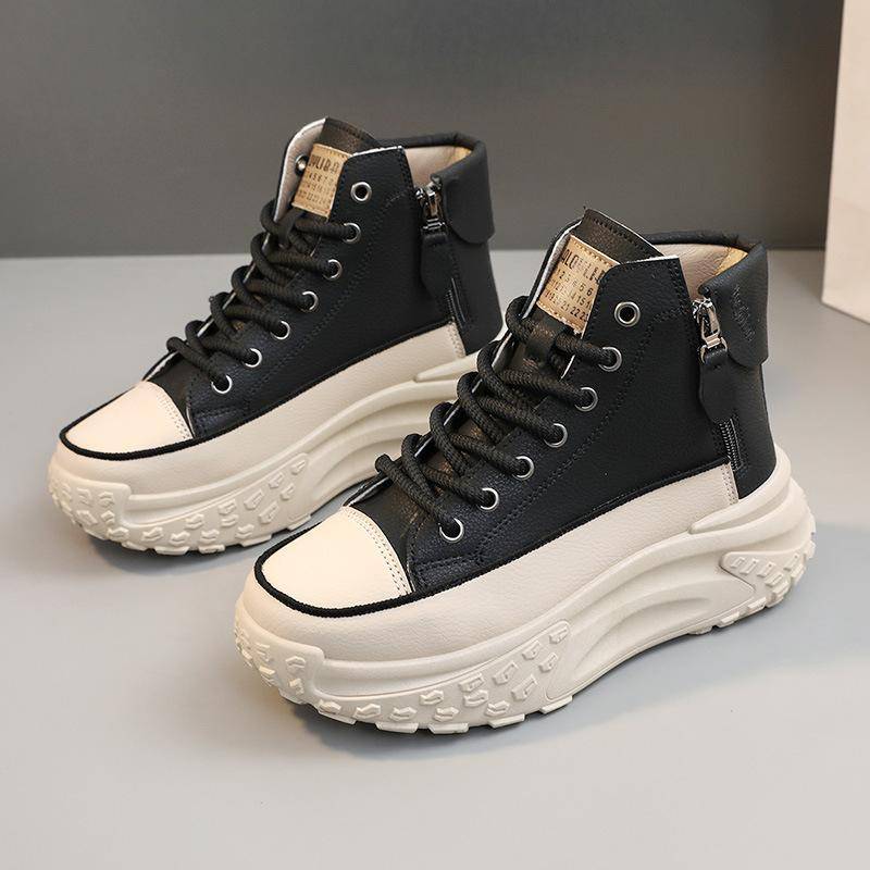 Damsko Lyx Mode Höga Plattforms Sneakers Stövlar Casual Utomhus Löparskor Tenis cm khaki