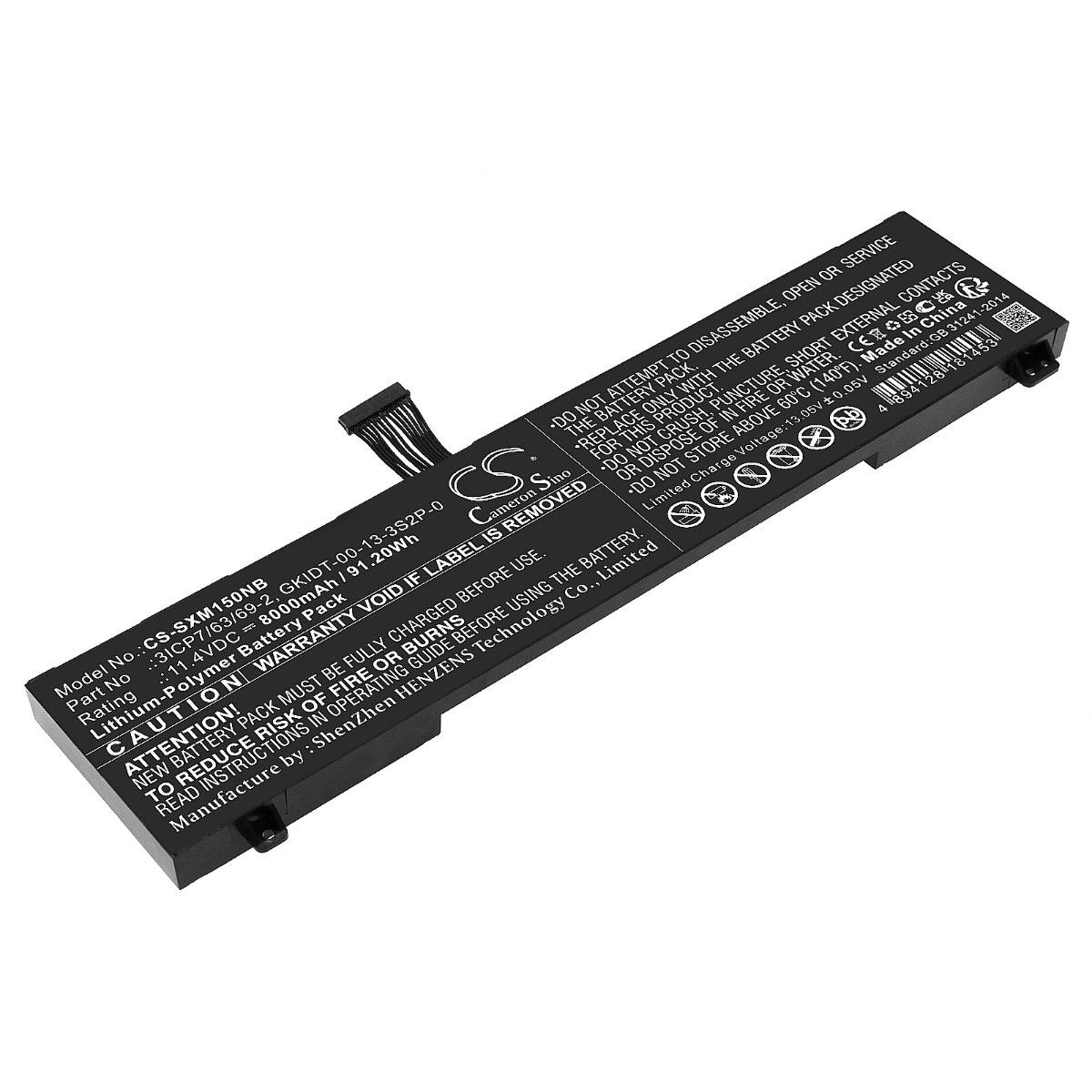 Batteri for Schenker XMG Fusion 15 XFU15L19, XMG Fusion 15; Ad 3ICP7/63/69-2 11.4 V 8000 mAh Li-Polymer