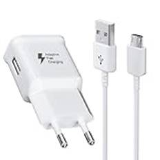 USB Laddare med Micro USB Höghastighets Android Mobiltelefon Laddkabel Kompatibel med Samsung Galaxy S7 S6 Edge S5 S4 S3 S2 A03 J8 J7 J6 J5 J3 Note5 4 Tab 4 Tab S S2, Ersättare Original Snabbladdare