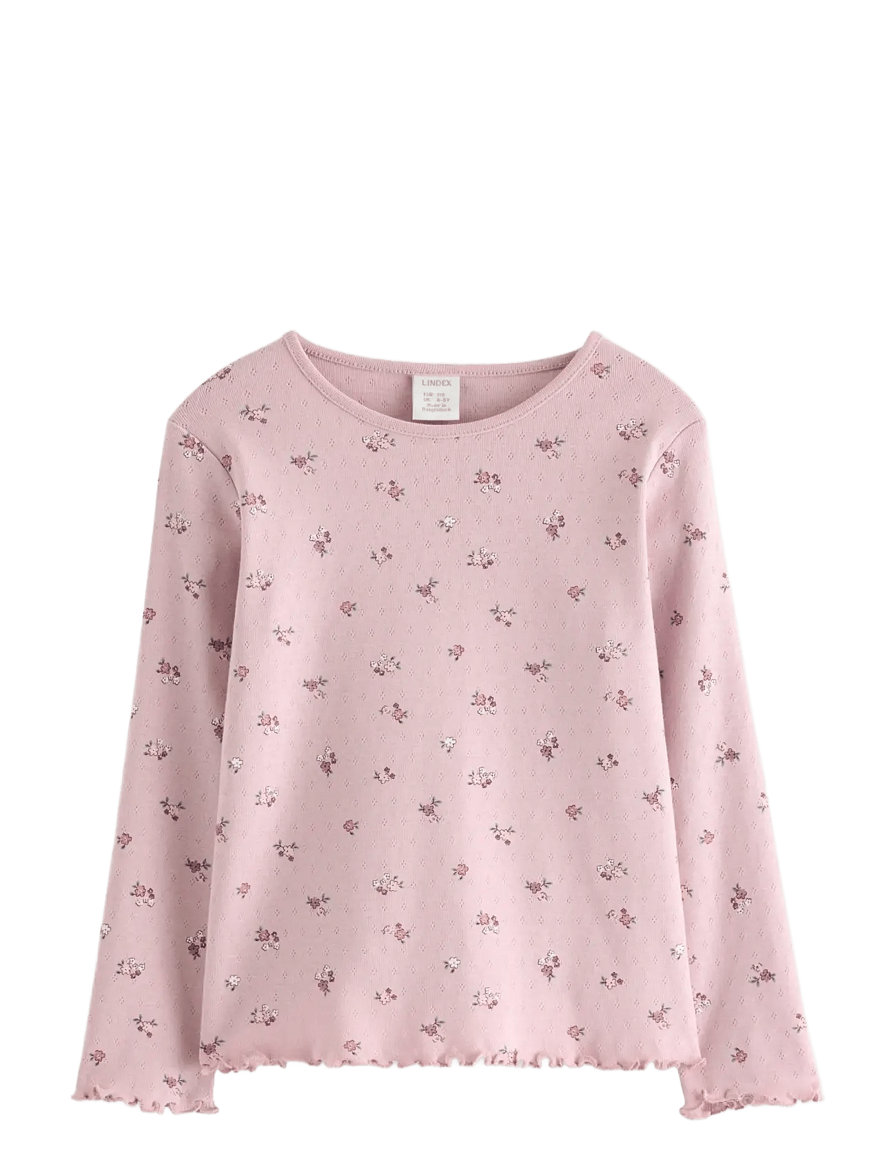 Lindex Long-Sleeved Top In Pointelle - Pink - 98