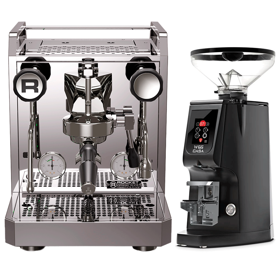 Rocket Mozzafiato Fast R Stål Espressomaskine Inkl. Eureka Atom W 65 Casa Mat Sort Espressokværn