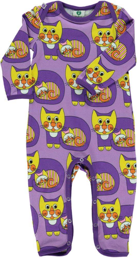 Langærmet heldragt med katte - Purple / 98 cm