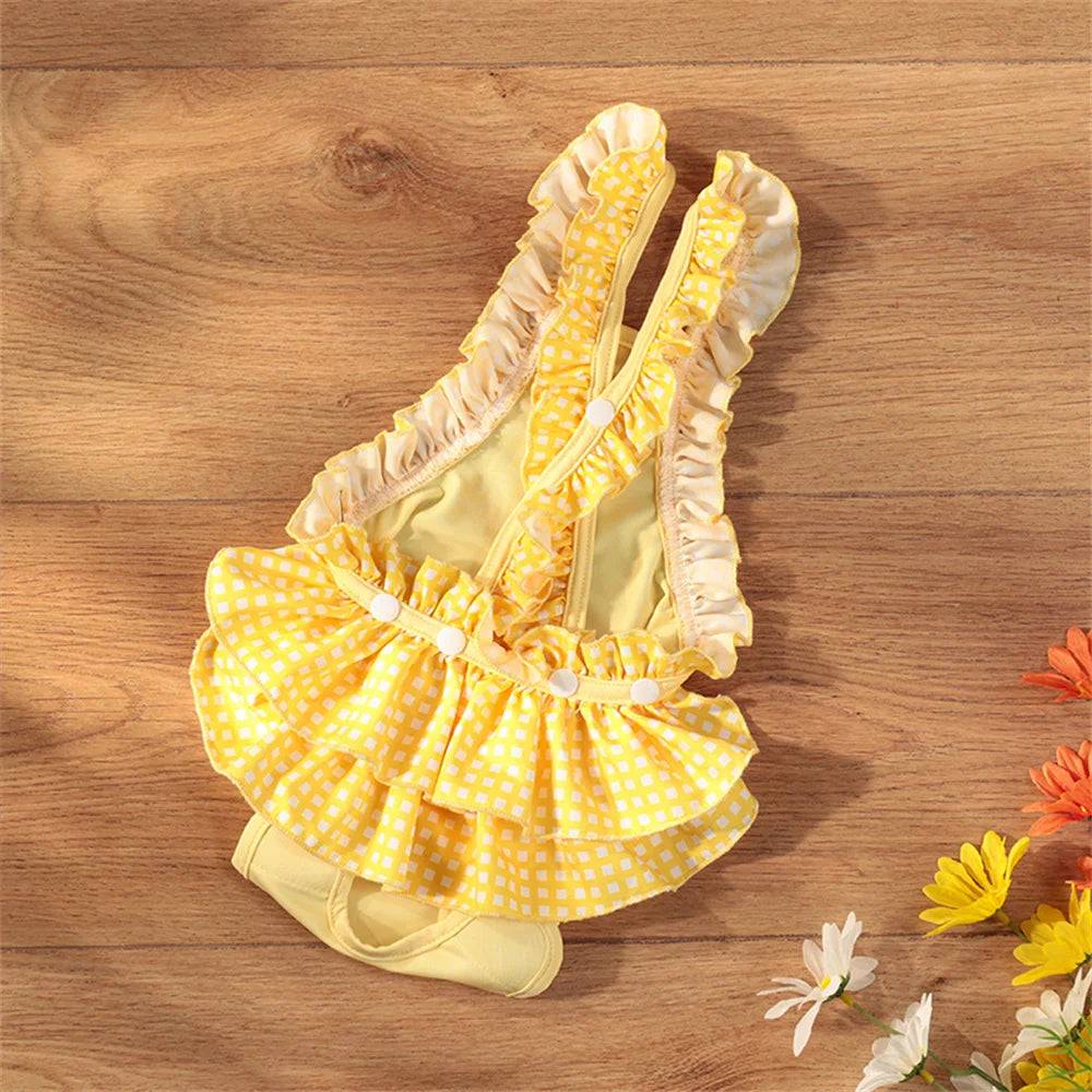 Female Dog Physiological Pants with Cute Print - Yellow / L-suit 4-6kg / SPC (L-suit 4-6kg)