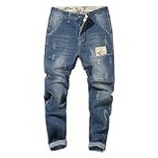 Vandringsbyxor för män gröna byxor män 2024 gåva herr ledig lös hiphop denim arbetsbyxor jeans med lastfickor streetwear hiphop cargo joggingbyxor för män denim herrjeans svarta byxor, Ljusblått, 48