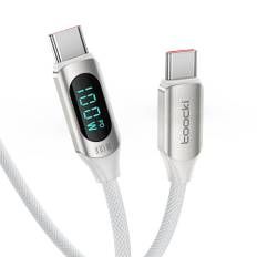 toocki 100 W USB C till USB C kabel, 1 m 5 A snabbladdningskabel laddningskabel PD QC3.0 med LED-skärm, kompatibel med iPhone 15/15 Pro/15 Pro Max MacBook Pro Air iPad Pro Air Galaxy S24 S23 Pixel,Vit