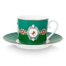 Pip Studio Love Birds Medallion Cup & Saucer - Emerald Green