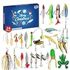 Aizuoni Fiskekalender 2024 Män, Adventskalender För Fiskedrag, Fiskedrag Adventskalender 24 Dagars Fiskekalender Fiske Bete För Vuxna Tonåringar, Adventskalender Fiske Jul Nedräkning Fiskedrag Set