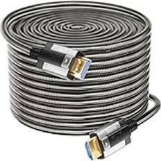Siwket 8K HDMI-fiberkabel 15 m, stålpansning optisk HDMI 2.1 kabel 48 Gbps Ultra High Speed 8K@60Hz 4K@120Hz Dynamic HDR eARC Dolby HDCP 2.2 & 2,3 för HDTV/projektor/hemmabio/TV-box/spelbox/PS5