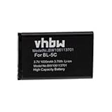 vhbw 1 x batteri ersätter Teltonika BL-5C-H för mobiltelefon smartphone (1 000 mAh, 3,7 V, Li-Ion)