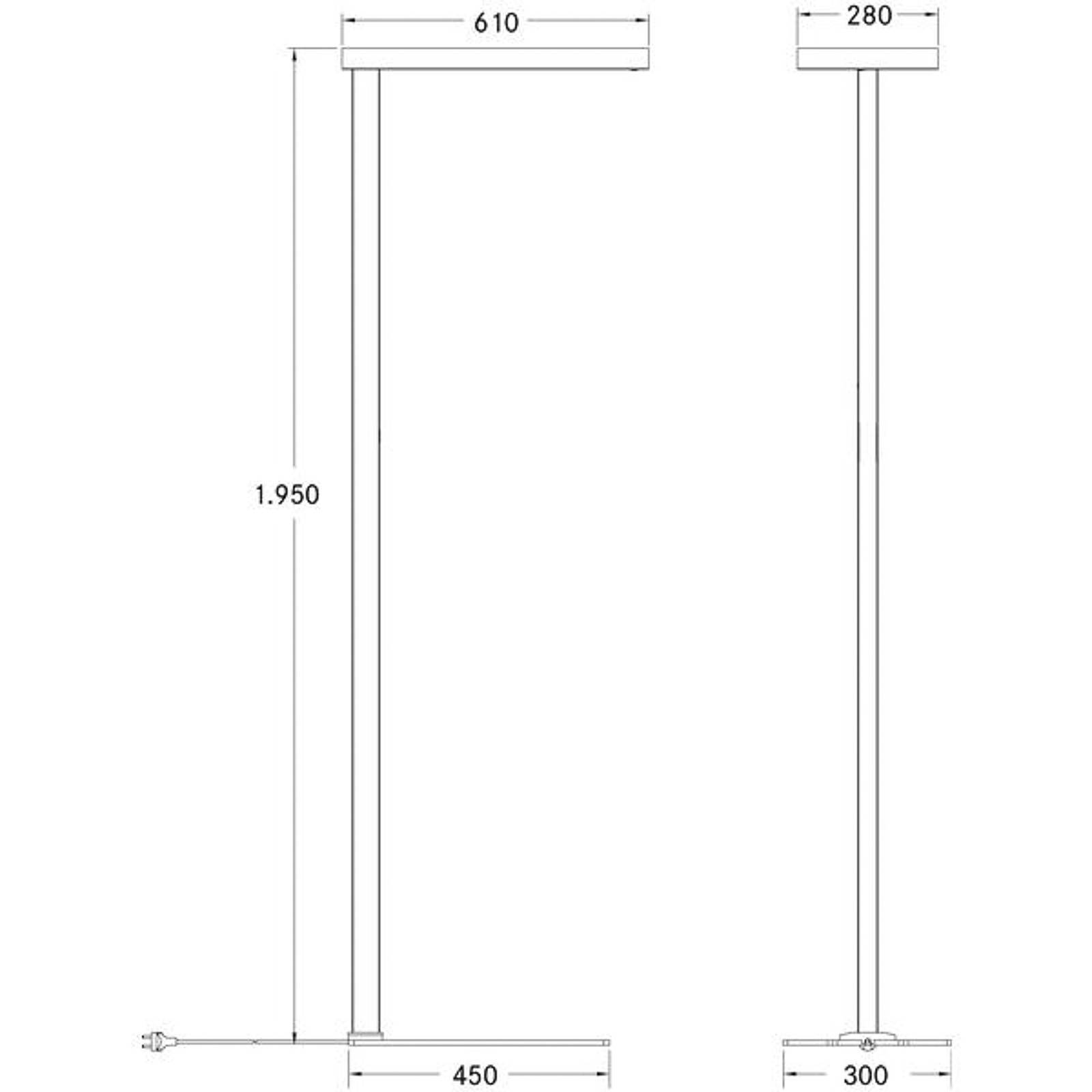 BRUMBERG Golvlampa Adrea, dimbar, Aluminium / grå / zink, Arbetsrum / kontor, Aluminium / grå / zink