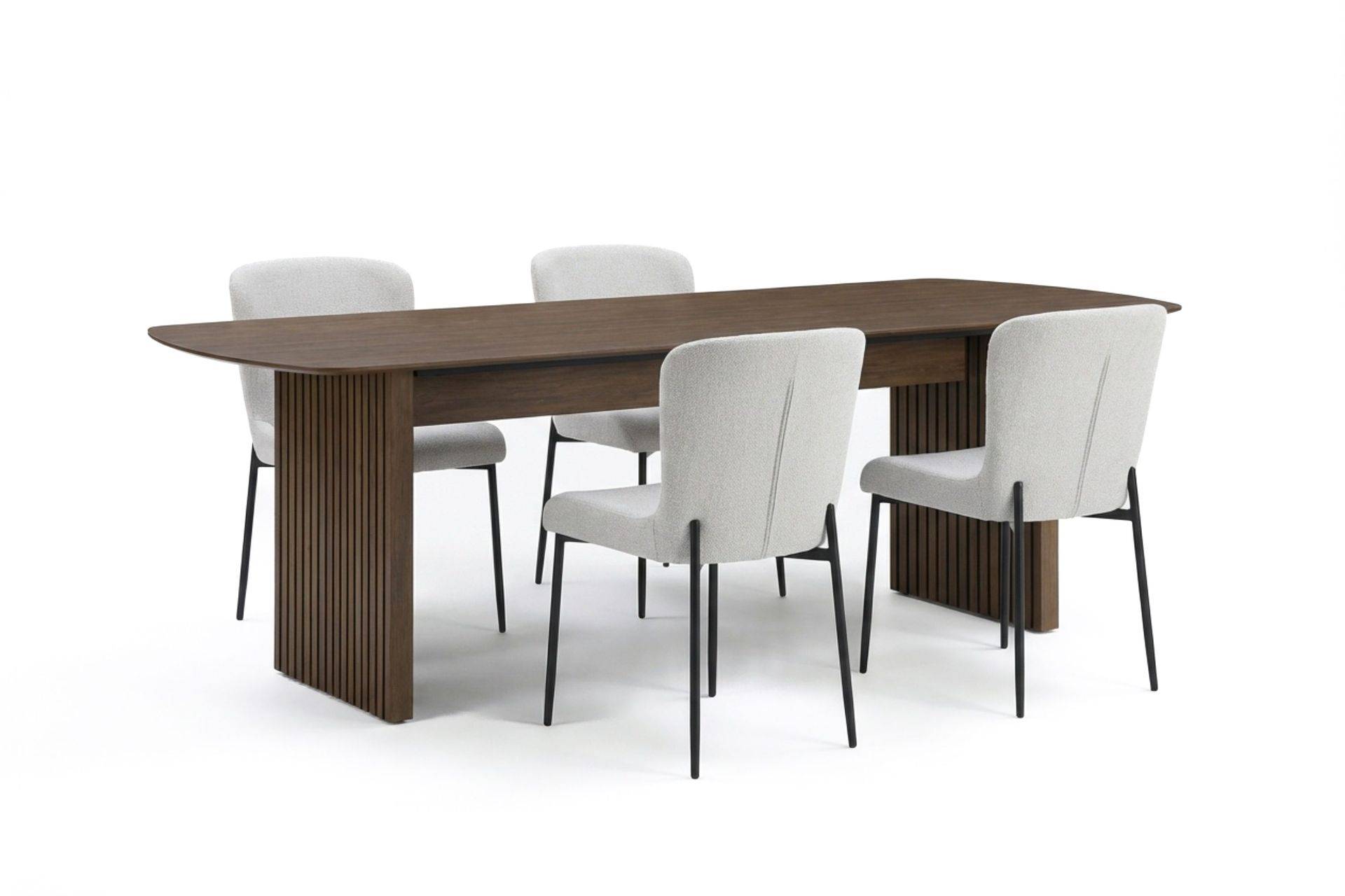 Richeto Matgrupp Rökt Ek 180 cm med 4 Elsie Matstolar - ek/Vit Brun Bark