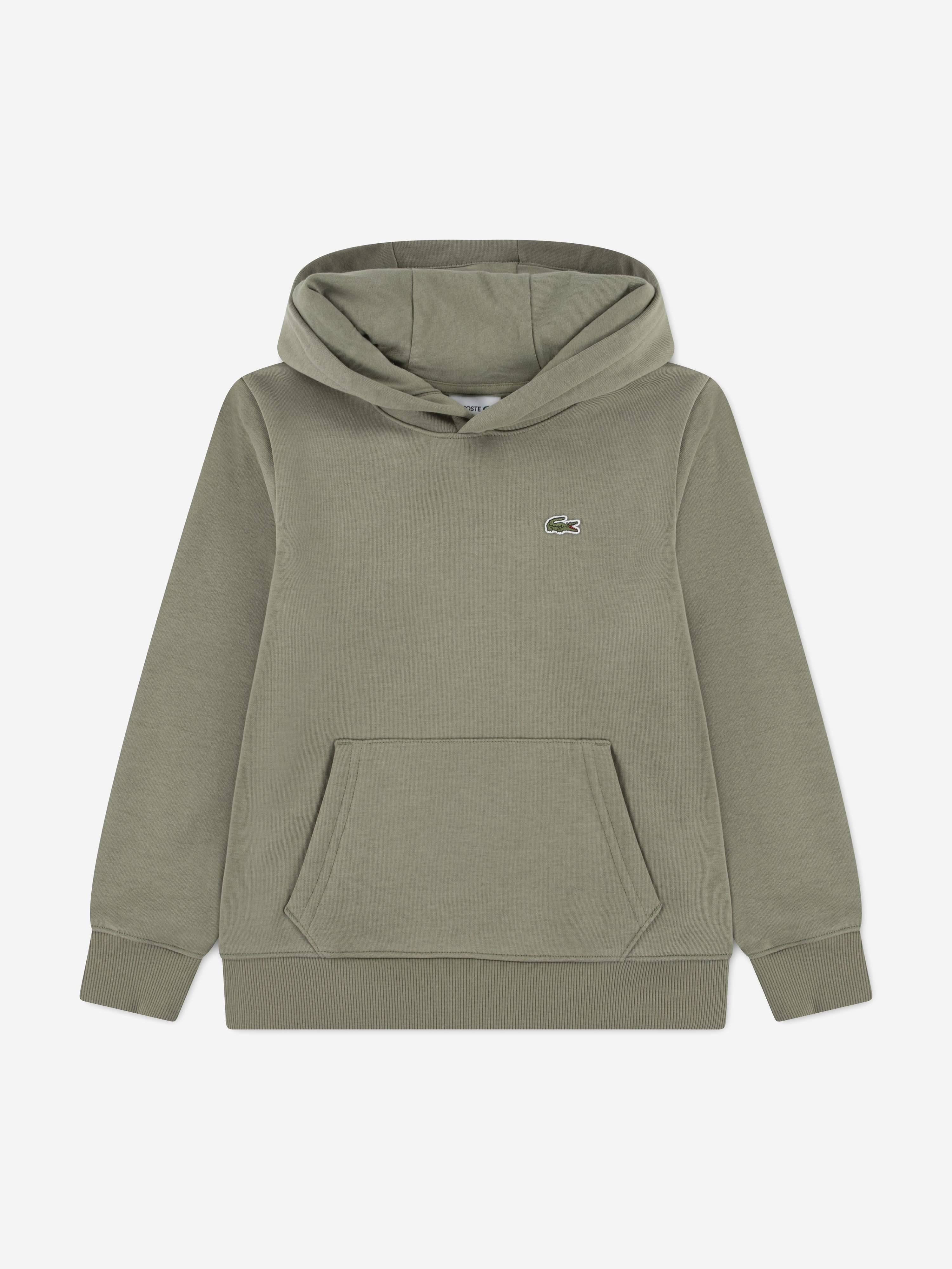 Lacoste Boys Core Fleece Pullover Hoodie in Green - Green / 4 Yrs (4 Yrs)