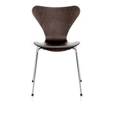 Fritz Hansen - Sjuan 3107 stol träfanér stålstativ krom mörkbetsad ekfanér - Matstolar - Arne Jacobsen