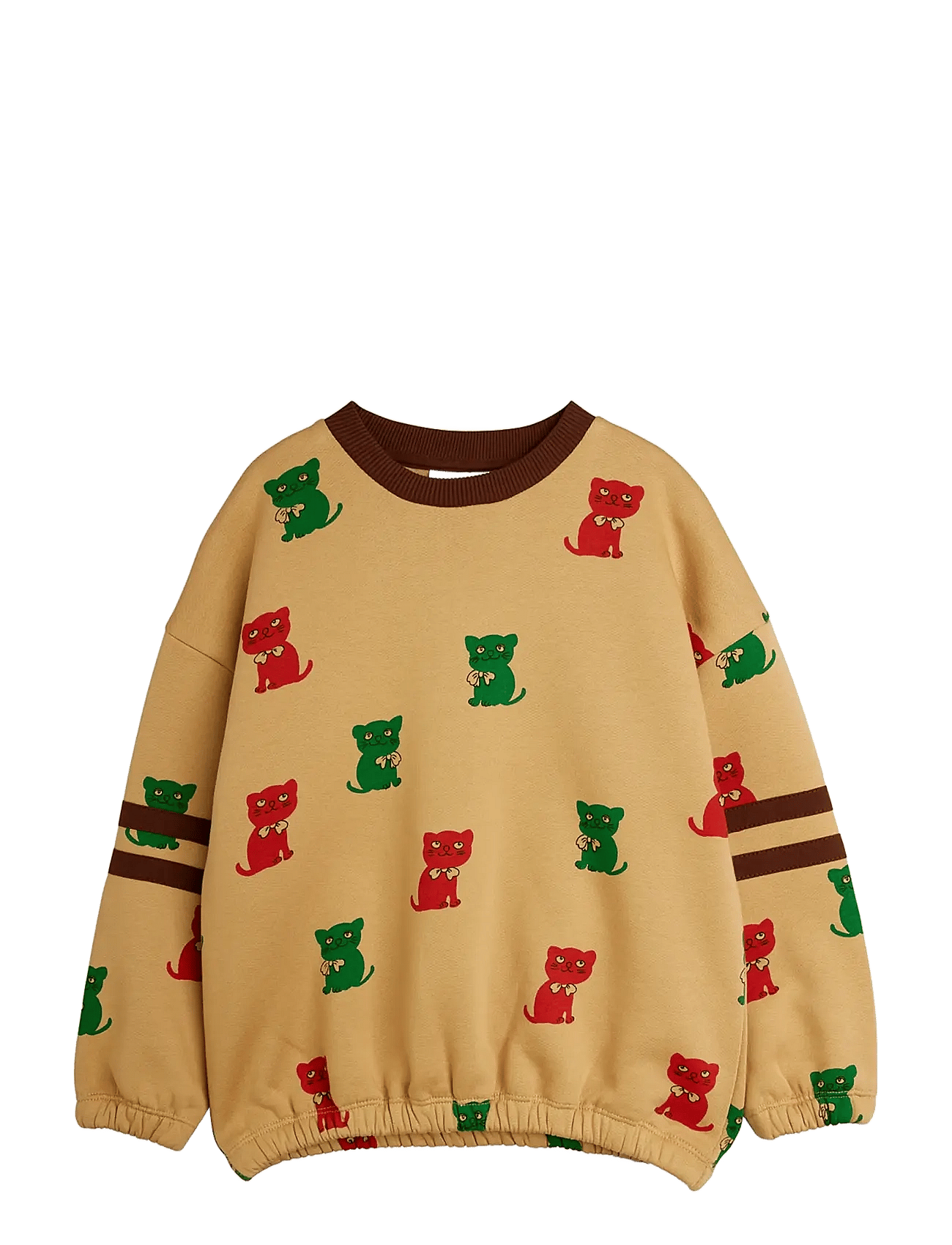Mini Rodini Kittens Aop Stripes Sweatshirt - Beige - 116/122