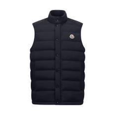 Moncler, Jakke, Herre, Blå, 3XL, Uld, Navy Dun Vest med Lynlås