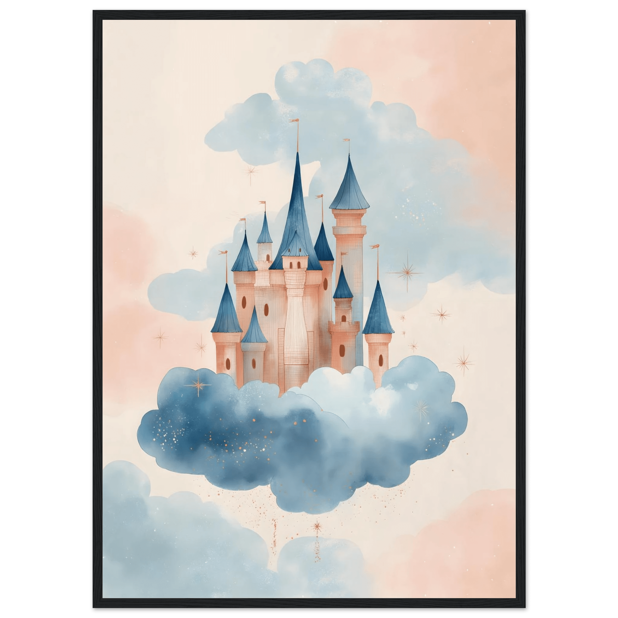 Sagoslott poster-50x70 cm / 20x28″ / Med ram / Svart