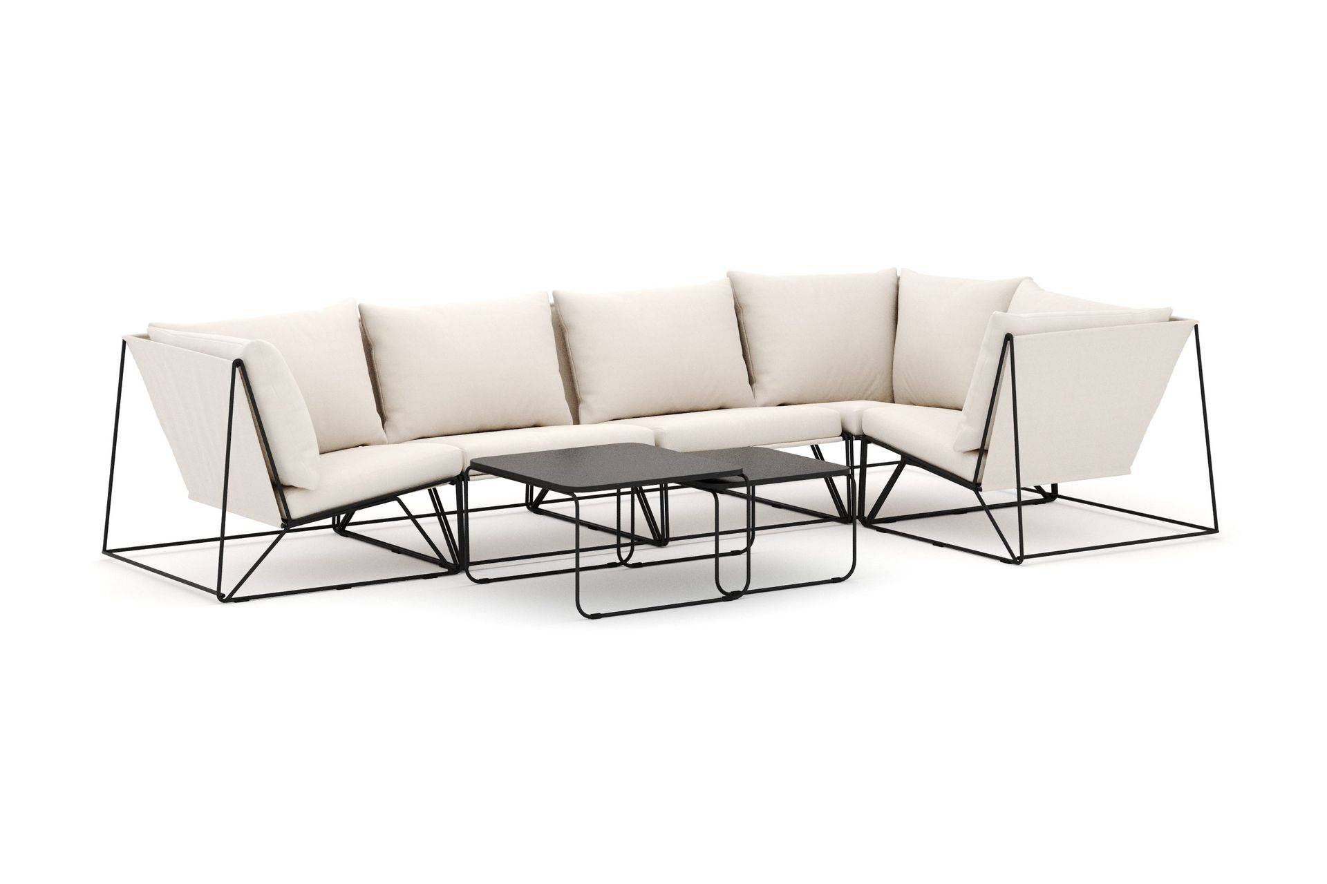 Comfort Garden Usteryd utomhus hörnsoffa 5-sits vändbar - Svart/Beige Loungesoffa