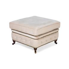 Manor House Chesterfield Deluxe Fotpall Sammet - Beige Tyg