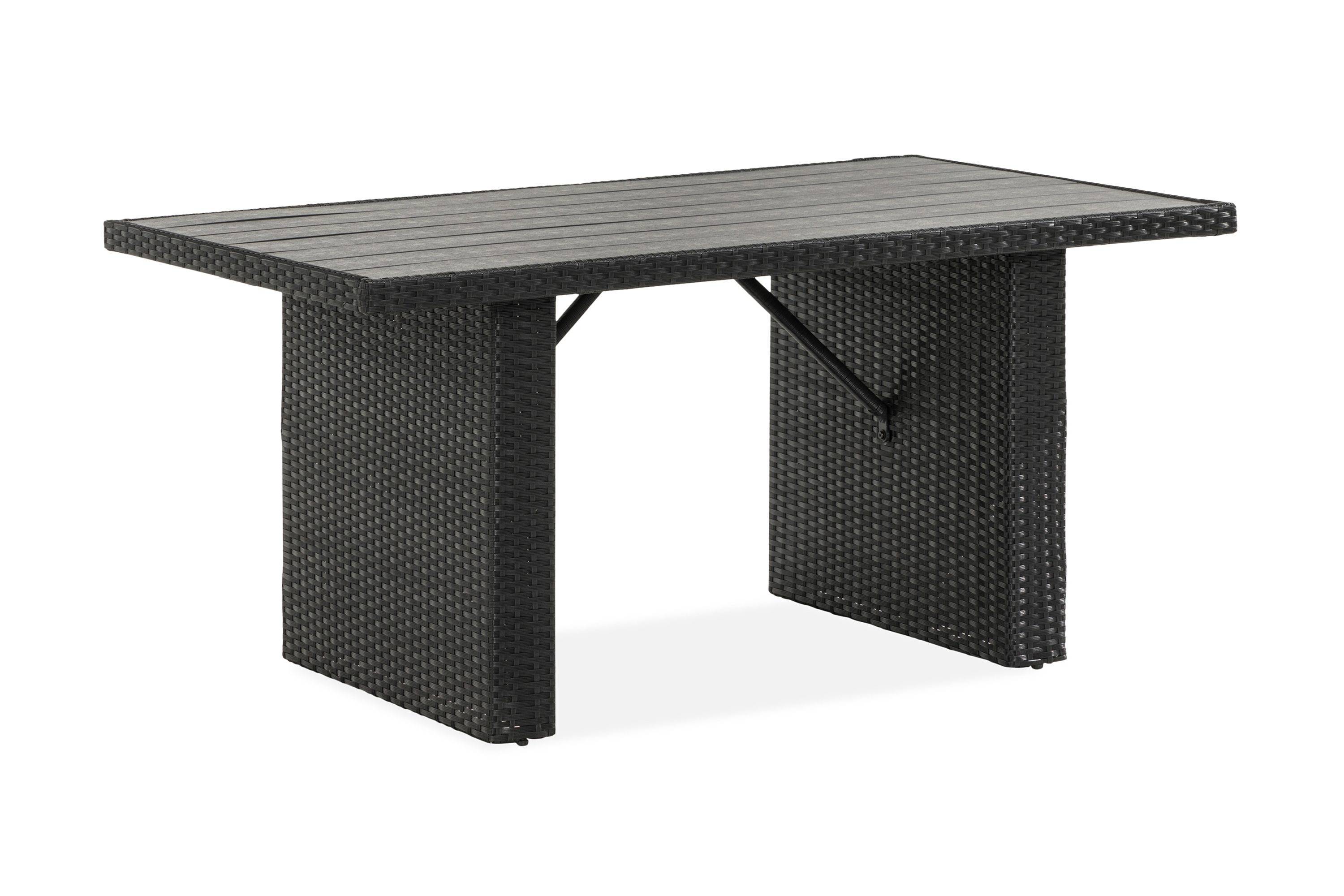 Comfort Garden James Utebord 85x145 cm – Matbord utomhus i konstrotting med bordsskiva Aintwood - Svart Metall