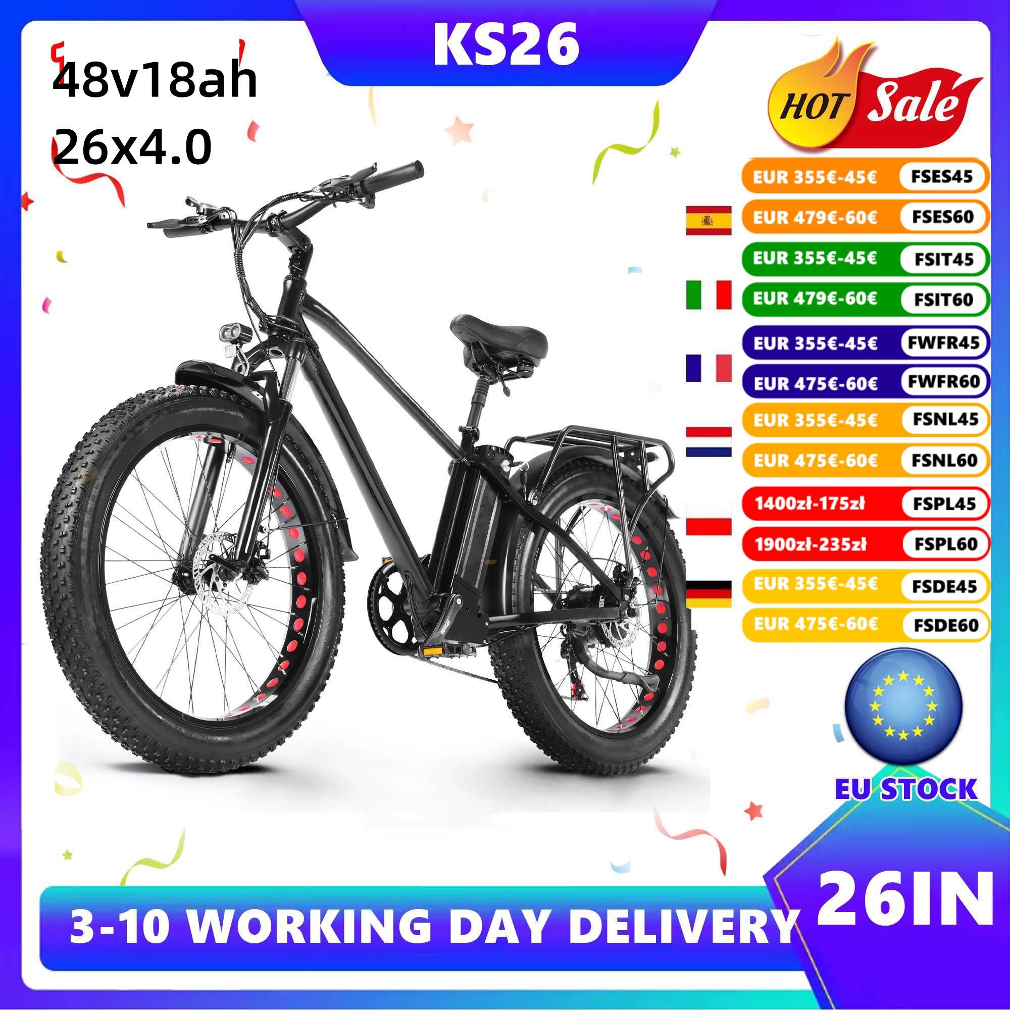 Adult Electric Bike 26Inch eBIKE 48V18AH Battery E-bike 7 Speed ebike 4.0 Fat Tire Electric Bicycle LCD Display EBIKE EU Stock