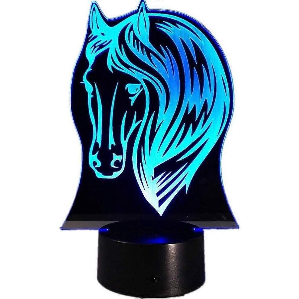 Häst 3D Nattlampa 7 Färgbyte LED USB Akryl Liten Nattlampa Inomhusatmosfärslampa Barn Till