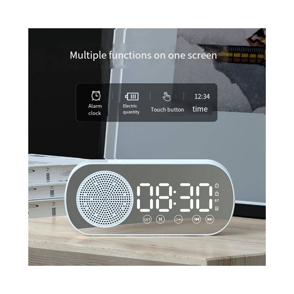 Wireless Speaker Clock Radio Dual Alarm Support TF Card Digital Alarm for Home Office Black