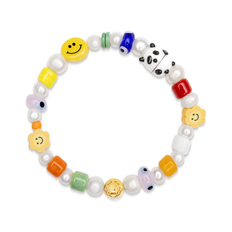 Nialaya, Accessoarer, Herr, M, Panda Pearl Bracelet - yellow (M)