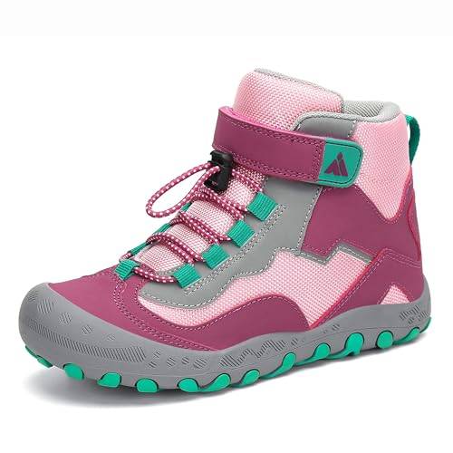Mishansha Kinder Wanderschuhe Outdoor Mädchen Trekkingschuhe Leicht rutschfeste Wanderstiefel für Junge Bequeme Outdoorschuhe Sportschuhe Komfortabel Trekkingstiefel Violet 30 EU