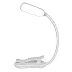 Guriayus Uppladdningsbar Boklampa Mini 7 LED-Läslampa 3-Nivå Flexibel Easy Clip- Läs Nattläslampa i Vit Säng