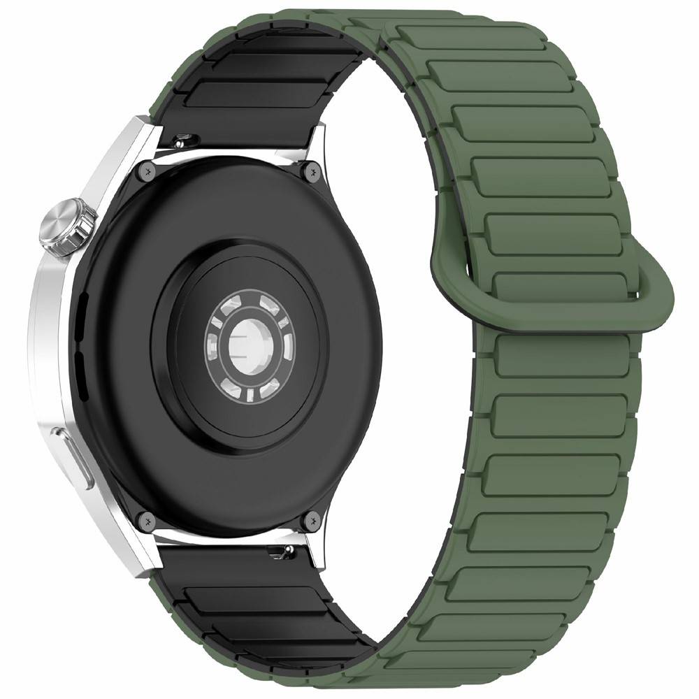 Samsung Galaxy Watch7 /6 /5 / FE - 44/40mm - Magnetiskt silikonarmband - för handled 139mm-220mm - Militärgrön/svart