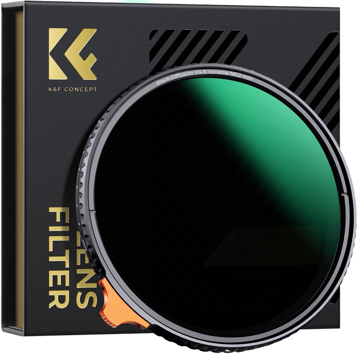 KENTFAITH 67mm Black Mist 1/4 & ND2-400 Variable ND Filter with Double-sided 28-layer Anti-reflection Green Film and Lever Nano-Xcel Series